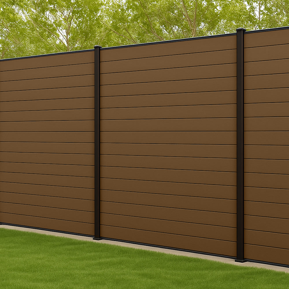 Composite Fence Panel Kit, Teak B | 1.8m x 1.8m | Includes Panels, Post & Fixings | Eco-Friendly, Low Maintenance