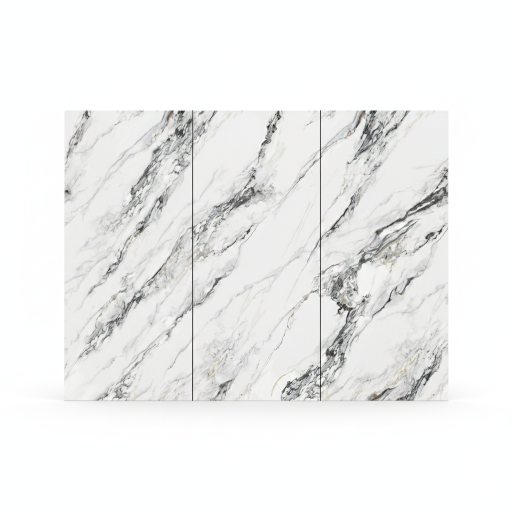 Britwall High Gloss Marble SPC Wall Panels 1220×2440 Seamless 3-Panel Continuity Pack of 3 – Premium High–Gloss Marble