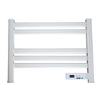 Ener-J 100W Infrared Heated Towel Rail, Wall Mounted 5-Bar Electric Bathroom Radiator, LED Timer, IP24 White