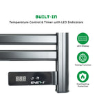 Ener-J 100W Infrared Heated Towel Rail, Wall Mounted 5-Bar Electric Bathroom Radiator, LED Timer, IP24 Black