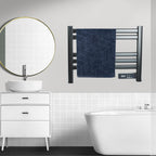 Ener-J 100W Infrared Heated Towel Rail, Wall Mounted 5-Bar Electric Bathroom Radiator, LED Timer, IP24 Black