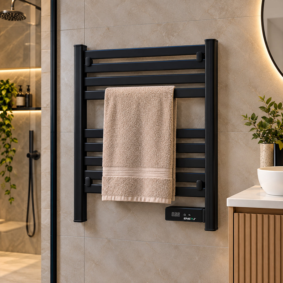 Ener-J 200W Infrared Towel Heater Black Housing