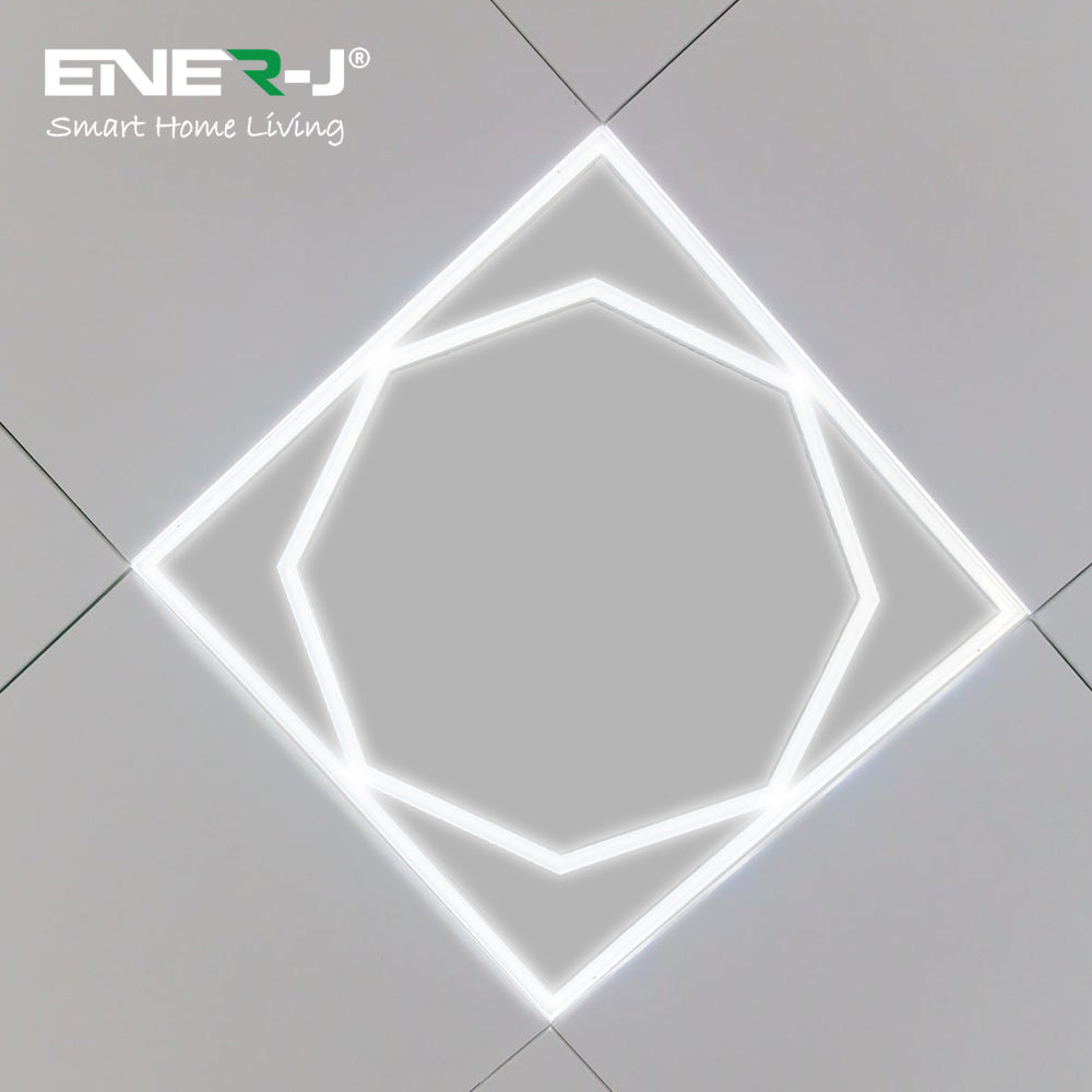 60x60cm LED Frame Panel Light with Hexagon Inner Lights - 40W, Cool White | Pack of 2 - 6500K