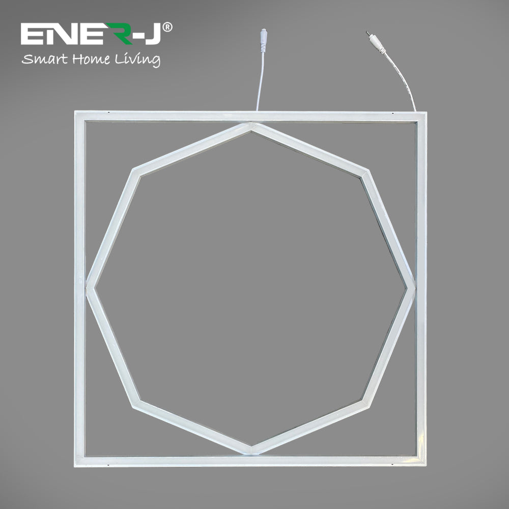 60x60cm LED Frame Panel Light with Hexagon Inner Lights - 40W, Cool White | Pack of 4 - 6500K