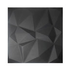 Elegant 3D Diamond-Embossed Black PU Leather Wall Panels - 25mm Thickness, Size: 600 x 600 mm (Pack of 4)