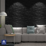 Elegant 3D Diamond-Embossed Black PU Leather Wall Panels - 25mm Thickness, Size: 600 x 600 mm (Pack of 4)