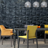 Elegant 3D Diamond-Embossed Black PU Leather Wall Panels - 25mm Thickness, Size: 600 x 600 mm (Pack of 4)