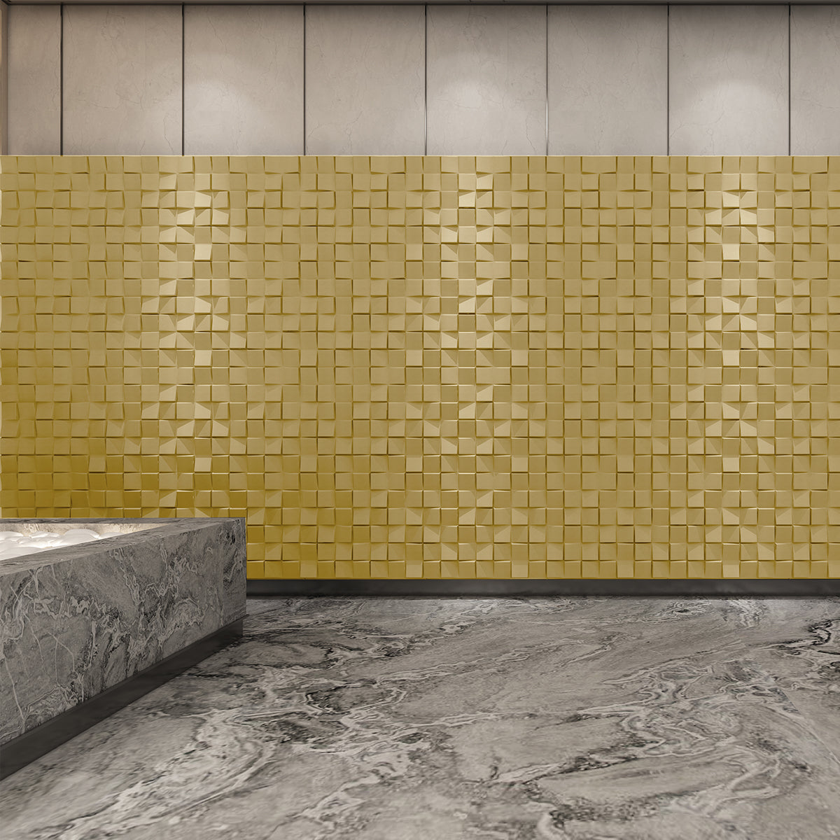 Elegant 3D PU Leather Wall Panels - Square Pattern, 600x600mm, 10mm Thickness (Pack of 4) Size: 600 x 600 mm