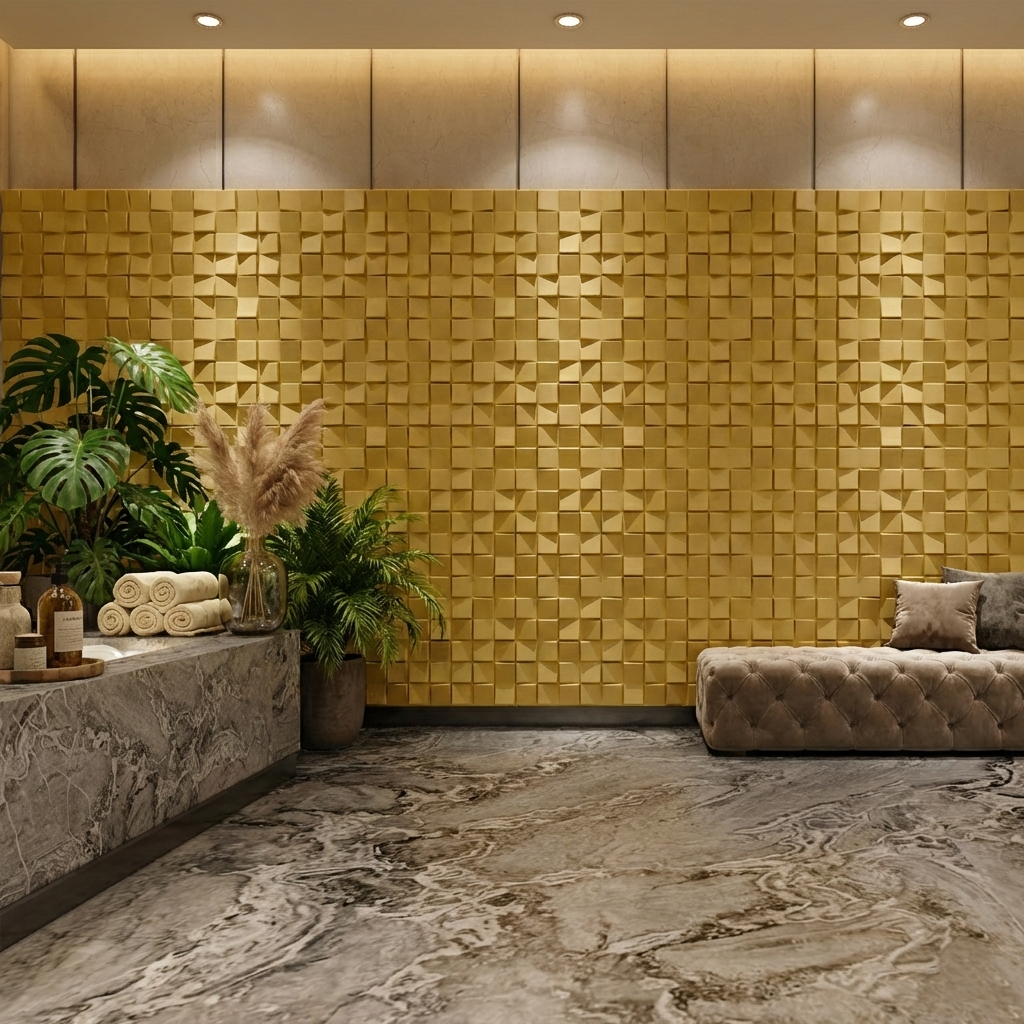 Britwall 3D PU Leather Wall Panel 600x600mm Square Pattern 10mm Pack of 4 – Square Pattern + 10mm Thickness