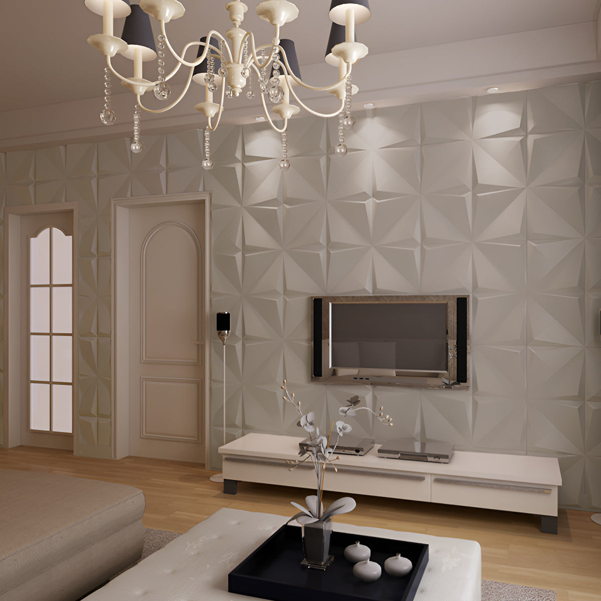 Britwall 3D PU Leather Wall Panel 600x600mm Geometric Relief 20mm Pack of 4 – Geometric Relief + 20mm Thickness