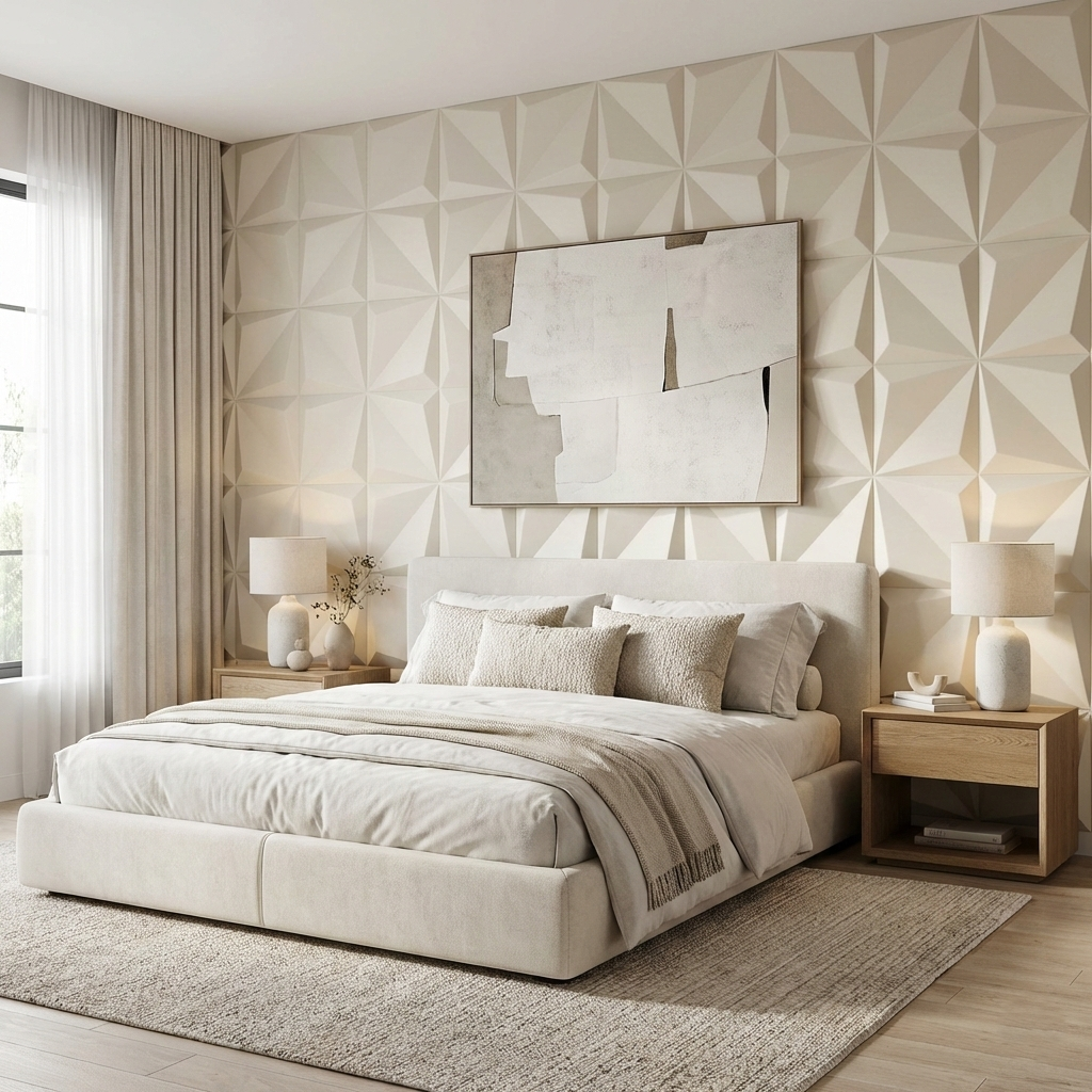 Britwall 3D PU Leather Wall Panel 600x600mm Geometric Relief 20mm Pack of 4 – Geometric Relief + 20mm Thickness