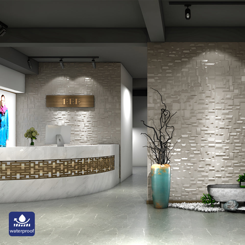 Artistic 3D Grid PU Leather Wall Panels - 60x60cms, 10mm Thickness Size 600 x 600 mm (Pack of 4)