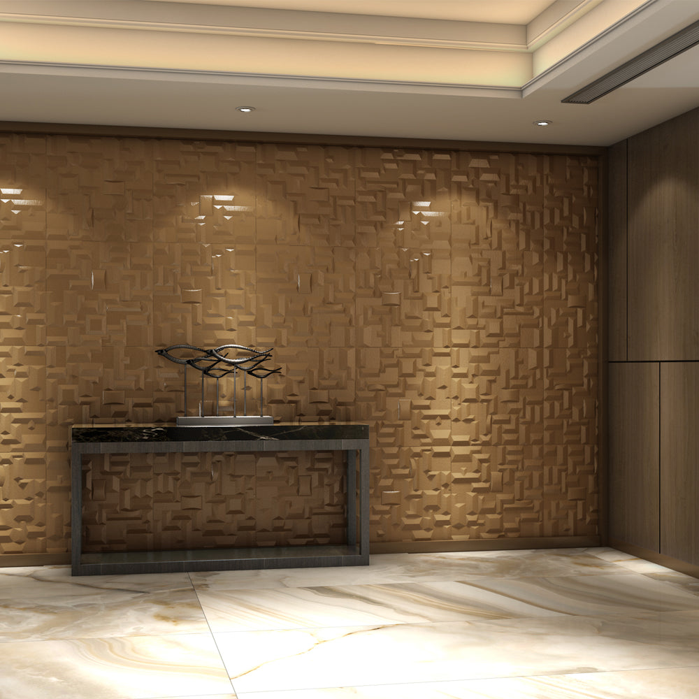 Artistic 3D Grid PU Leather Wall Panels - 60x60cms, 10mm Thickness Size 600 x 600 mm (Pack of 4)
