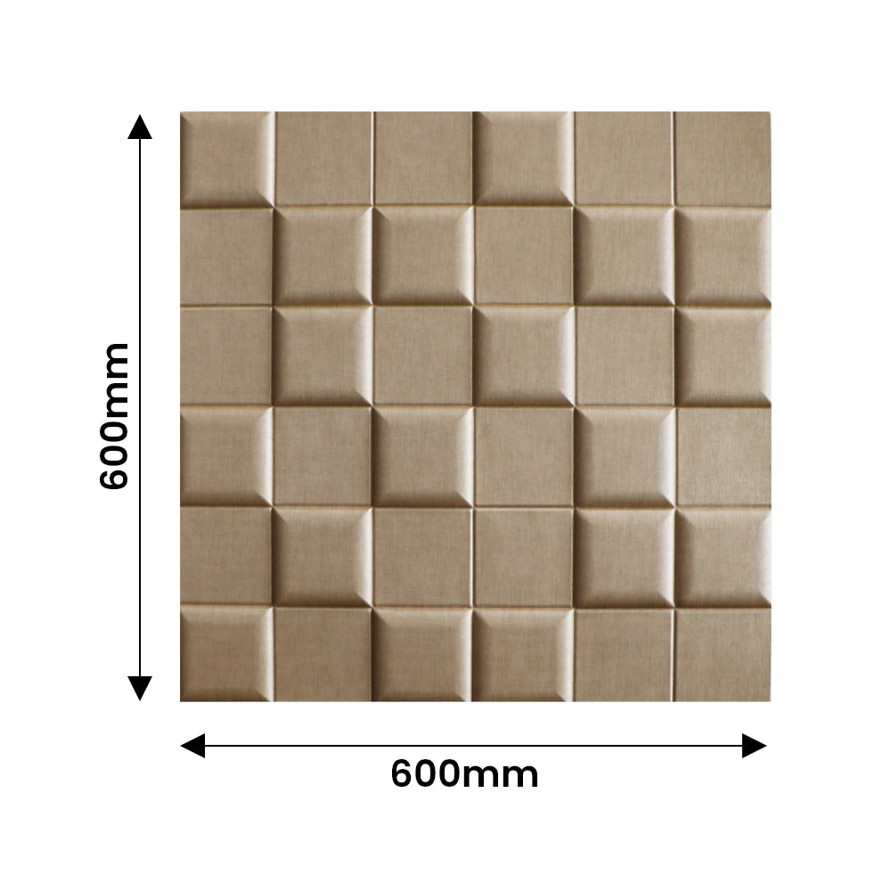 Cube Artistic Realm 3D PU Leather Wall Panels - 60x60cms, 10mm Thickness Size 600 x 600 mm (Pack of 4)