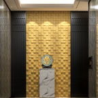 Cube Artistic Realm 3D PU Leather Wall Panels - 60x60cms, 10mm Thickness Size 600 x 600 mm (Pack of 4)