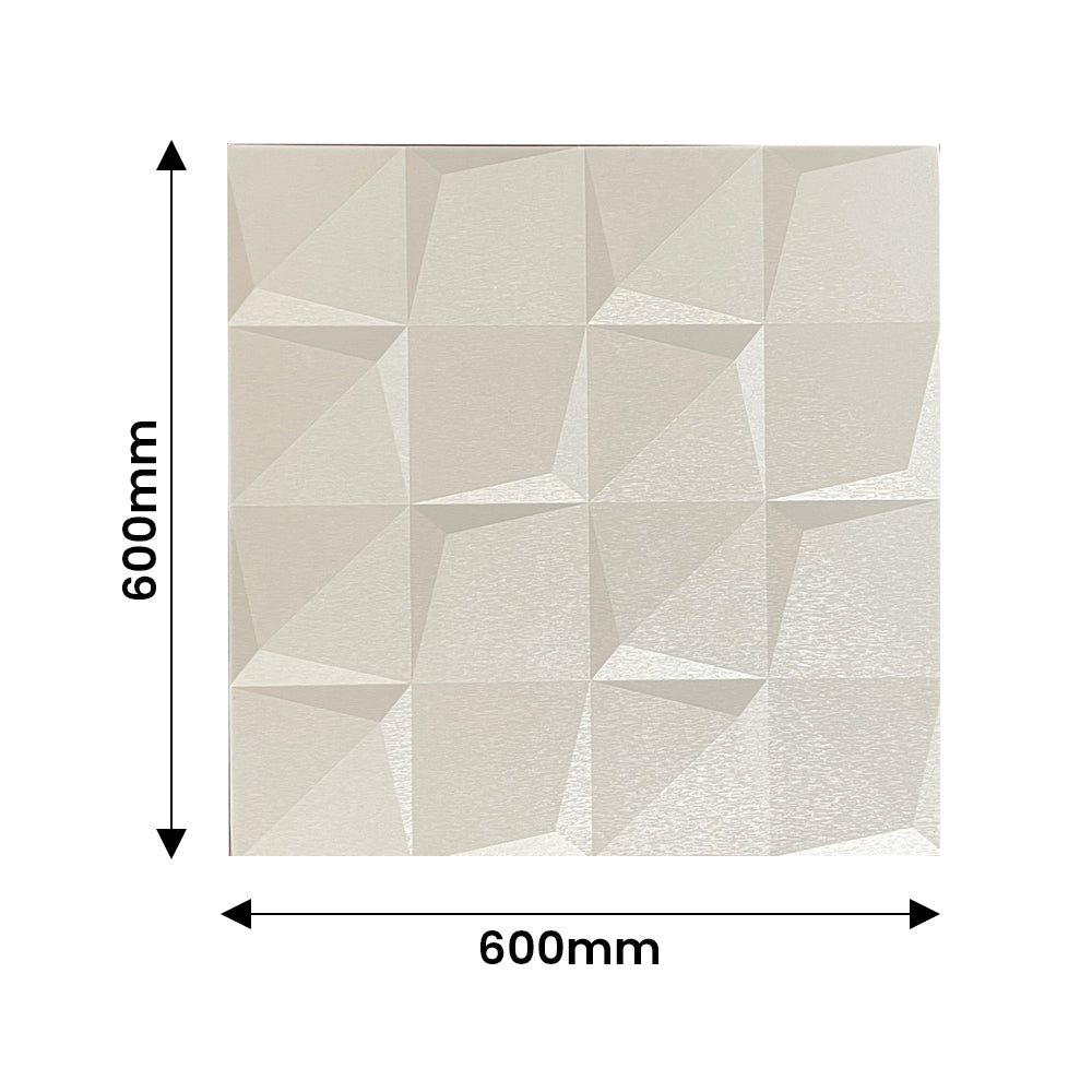 Luxury Angular 3D Grid PU Leather Wall Panels - 60x60cms, 10mm Thickness Size 600 x 600 mm (Pack of 4)