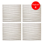Nile Wave 3D Grid PU Leather Wall Panels - 60x60cms, 10mm Thickness Size 600 x 600 mm (Pack of 4)