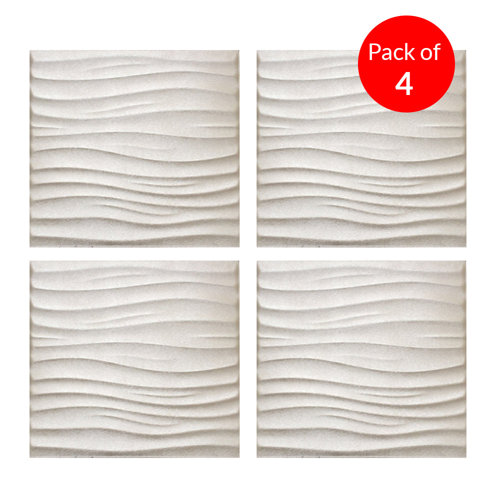 Nile Wave 3D Grid PU Leather Wall Panels - 60x60cms, 10mm Thickness Size 600 x 600 mm (Pack of 4)