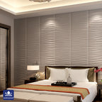 Nile Wave 3D Grid PU Leather Wall Panels - 60x60cms, 10mm Thickness Size 600 x 600 mm (Pack of 4)
