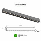 Ener-J MT26 Magnetic Linear Grille Light 18W, 338mm, 24°, 3CCT, 48V, Black
