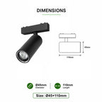 Ener-J MT26 Magnetic Adjustable Spotlight 12W, Ø45mm, 24°, 3CCT, 48V, Black