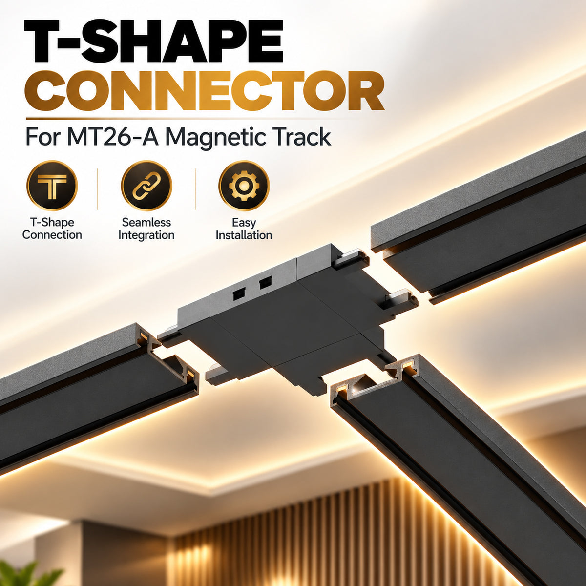 Ener-J MT26 Magnetic Track T-Connector, Black