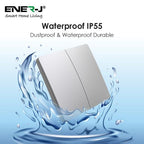 2 Gang Wireless Kinetic Switch, (Silver Finish) + 2 x  500W RF Receiver