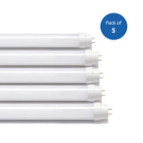 Pack of 5 T8 18W LED Nano Plastic Tube 120cms 6000K, Super Bright, Wall and Ceiling White LED, 30000 Hours Long Life