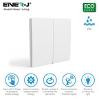 2 Gang Wireless Kinetic Switch, White+Non Dimmable + Wi-Fi 5A RF Receiver