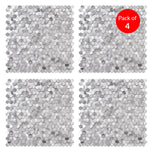 HexaGloss Aluminum Peel & Stick Tile, Size: 305.9 x 306.8 x 4mm (Pack of 4)