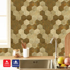 Large Luxe Gold HexaStyle Aluminum Peel & Stick Tile, Size: 290 x 288 x 4 mm (Pack of 4)