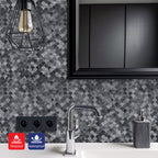 Reflective Scallop-Pattern Peel & Stick Aluminum Tile, Size: 295 x 300 x 4 mm (Pack of 4)