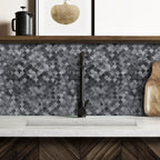 Reflective Scallop-Pattern Peel & Stick Aluminum Tile, Size: 295 x 300 x 4 mm (Pack of 4)