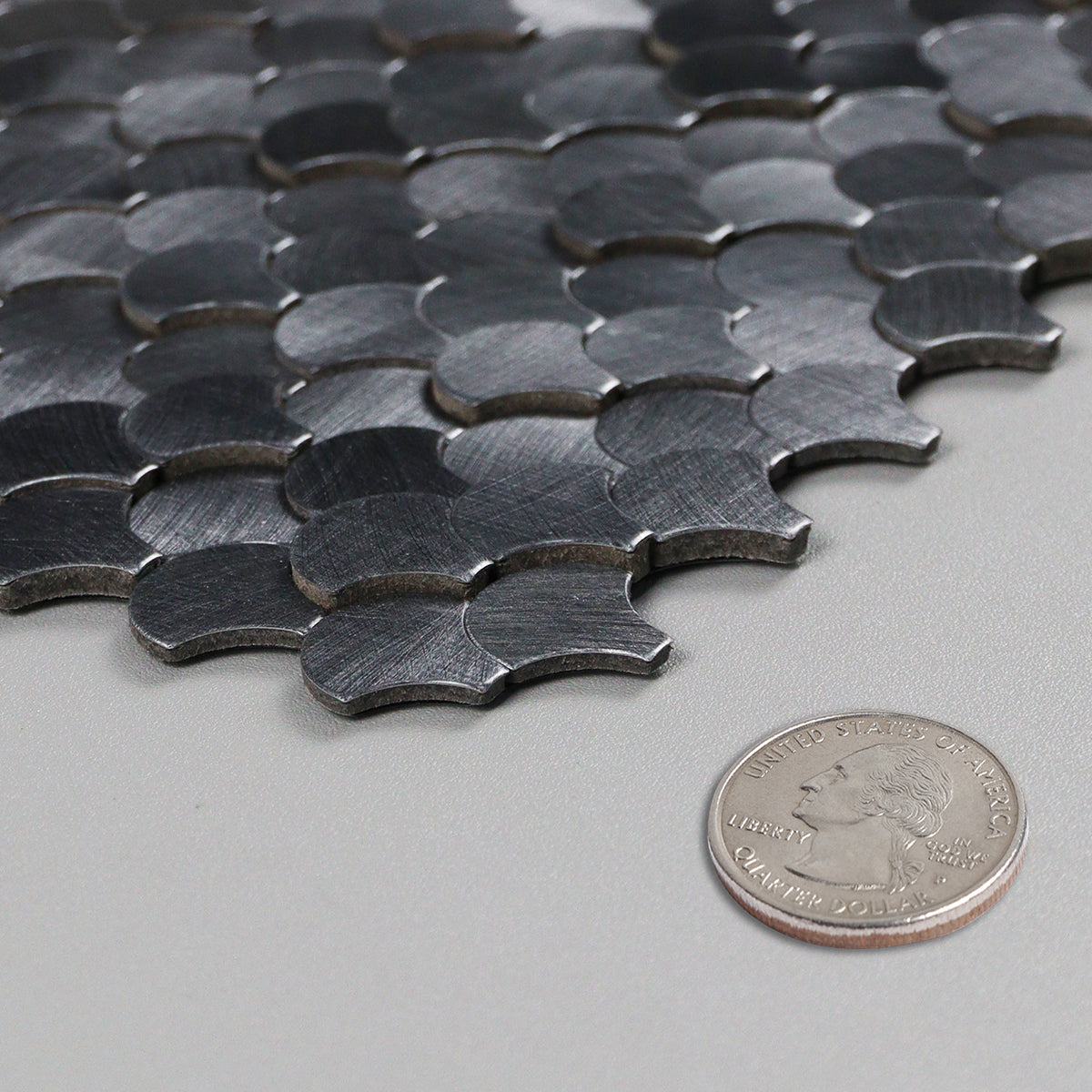 Reflective Scallop-Pattern Peel & Stick Aluminum Tile, Size: 295 x 300 x 4 mm (Pack of 4)