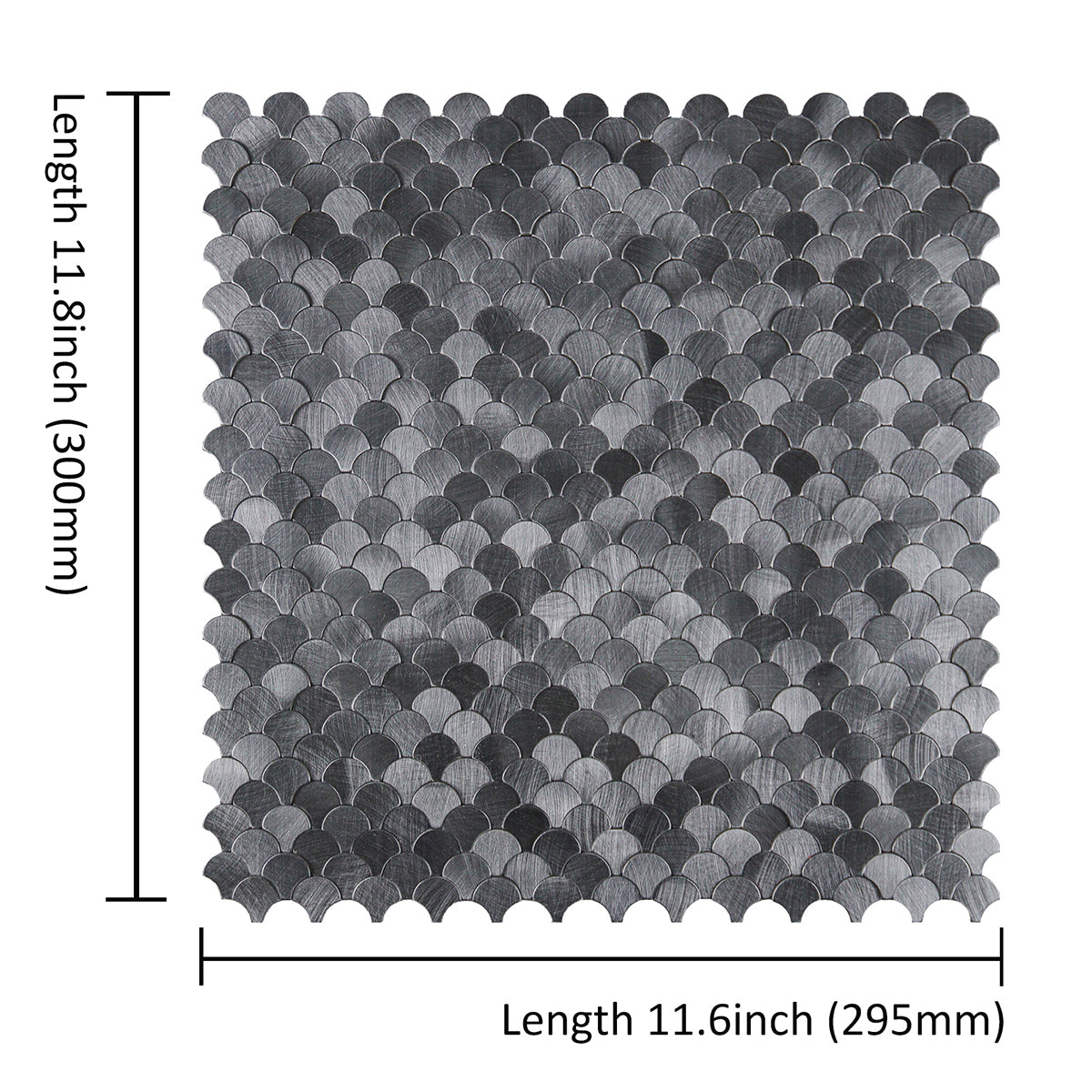 Reflective Scallop-Pattern Peel & Stick Aluminum Tile, Size: 295 x 300 x 4 mm (Pack of 4)