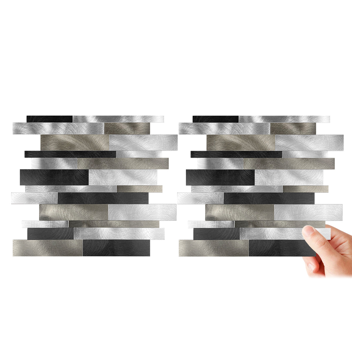 Sleek Metallic Layers Peel & Stick Aluminum Tile, Size: 303 x 297 x 4 mm (Pack of 4)