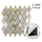 Rose Gold Slate Diamond Pattern Peel & Stick Aluminum Tile, Size:295 x 295 x 4.5 mm (Pack of 4)