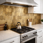 Pack of 4 Hexagon pattern, Peel & Stick Aluminium Mosaic Tile Backsplash‚ 293x285 mm, 3 mm Thickness – Bronze Finish