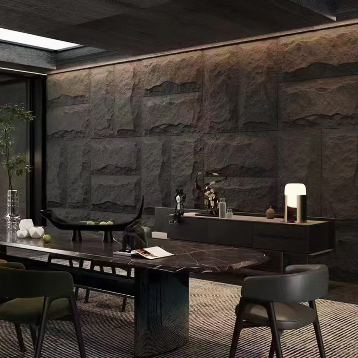 Black Slate Rock Hard PU Wall Panel,  Size:1200 x 600 x 60 mm (Pack of 2)