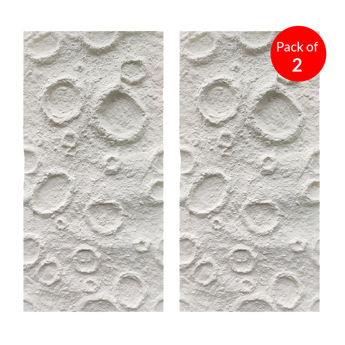 Britwall Moon Crater White PU Wall Panel 1200 × 600 mm Pack of 2 – White Textured Finish