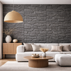 Britwall Charcoal Stacked Stone PU Wall Panel 1200 × 600 mm Pack of 2 – Charcoal Stacked Stone