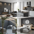 Britwall Charcoal Stacked Stone PU Wall Panel 1200 × 600 mm Pack of 2 – Charcoal Stacked Stone