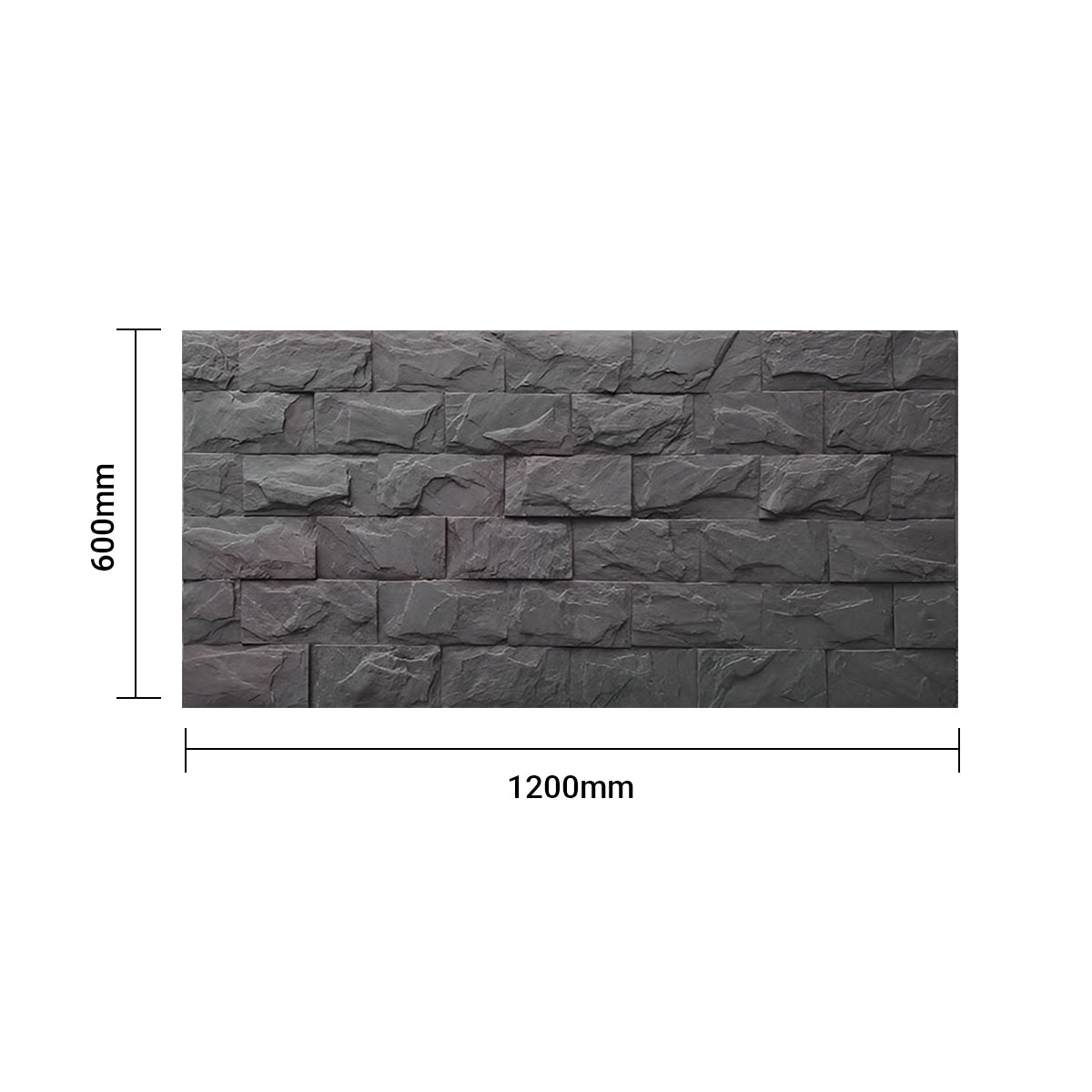 Britwall Charcoal Stacked Stone PU Wall Panel 1200 × 600 mm Pack of 2 – Charcoal Stacked Stone