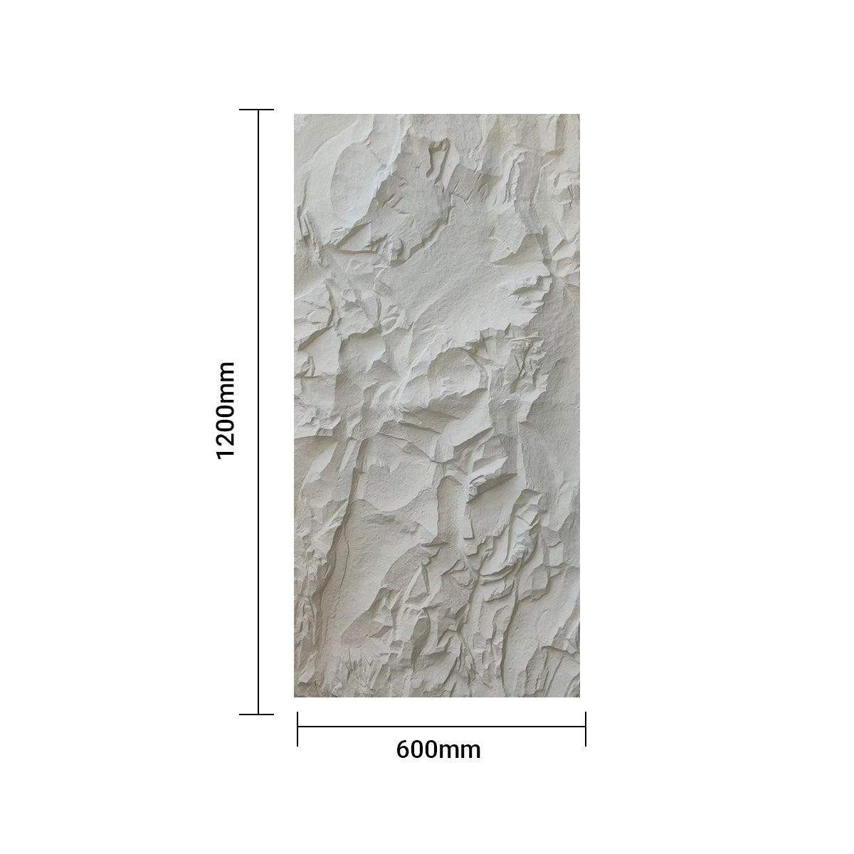 Crushed Texture PU Wall Panel, Light Stone Finish Size:1200 x 600 x 55 mm (Pack of 3)