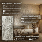 Britwall Light Stone Crushed Texture PU Wall Panel Pack of 3 – Crushed Texture