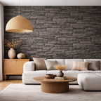 Britwall Rustic Stacked Slate PU Wall Panel Charcoal 1200 × 600 mm Pack of 2 – Charcoal Finish