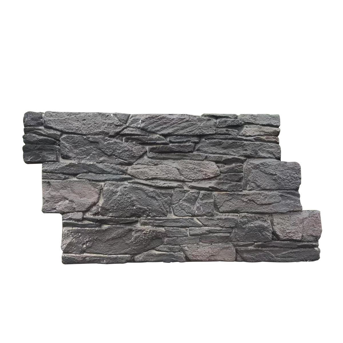 Rustic Stacked Slate PU Wall Panel, Charcoal Finish, Size:1200 x 600 x 60 mm (Pack of 2)