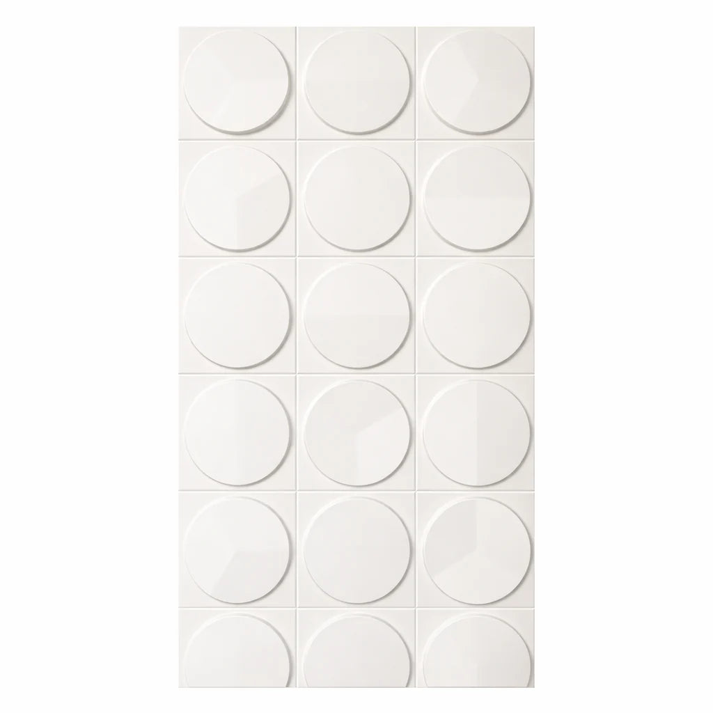 Hard PU Wall Panel, Size: 1200 x 600 x 25 mm (Pack of 2) – Jade White, 3D Circular Geometry