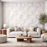 Hard PU Wall Panel‚ Size: 1070 x 460 x 25 mm (Pack of 2)‚ Jade White, 3D Cubic Tiles