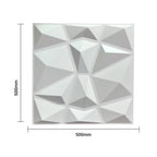 3D PVC Wall Panel, Faceted Diamond Design, White Size: 500x500x1mm | Pack of 4